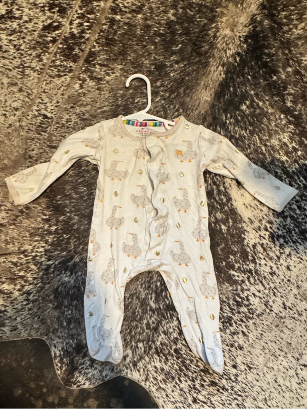 Neutral Unisex Golden Goose Print Magnetic Me Onesie